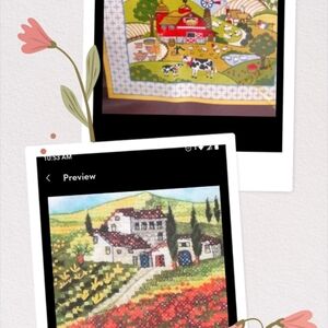 ❤️PAIR ❤️Sunset Vintage Crewl Kit❤️ DIMENSIONS PreStamped cross stitch Kits❤